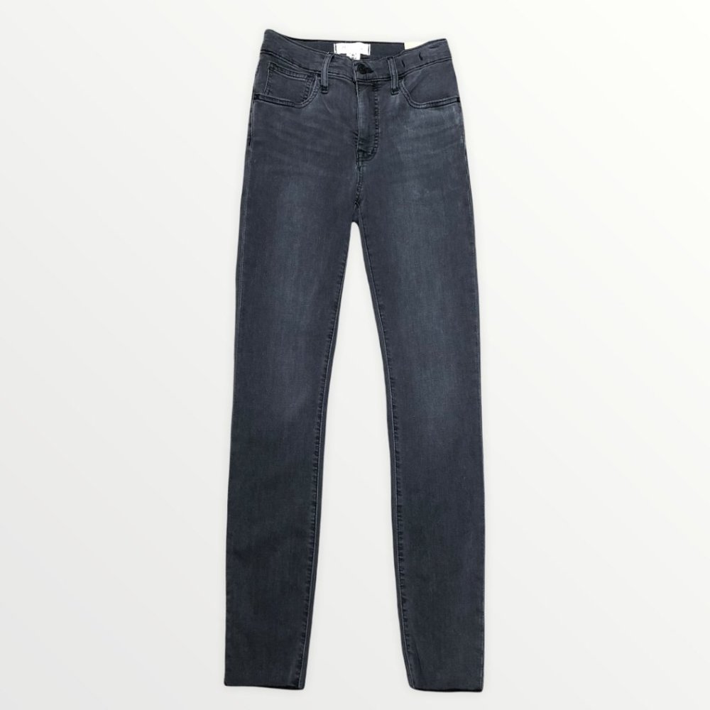 Madewell High Rise Skinny Cut Off Black Denim 24